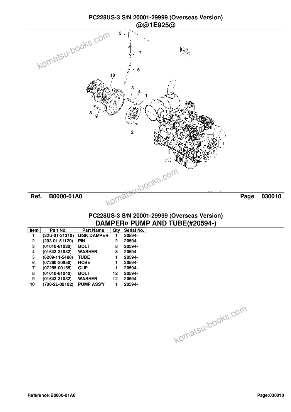 Komatsu pc228us-3 s/n 20001-29999 overseas version Parts catalog cover Page 3 Komatsu pc228us-3 s/n 20001-29999 overseas version Parts catalog cover Page 3