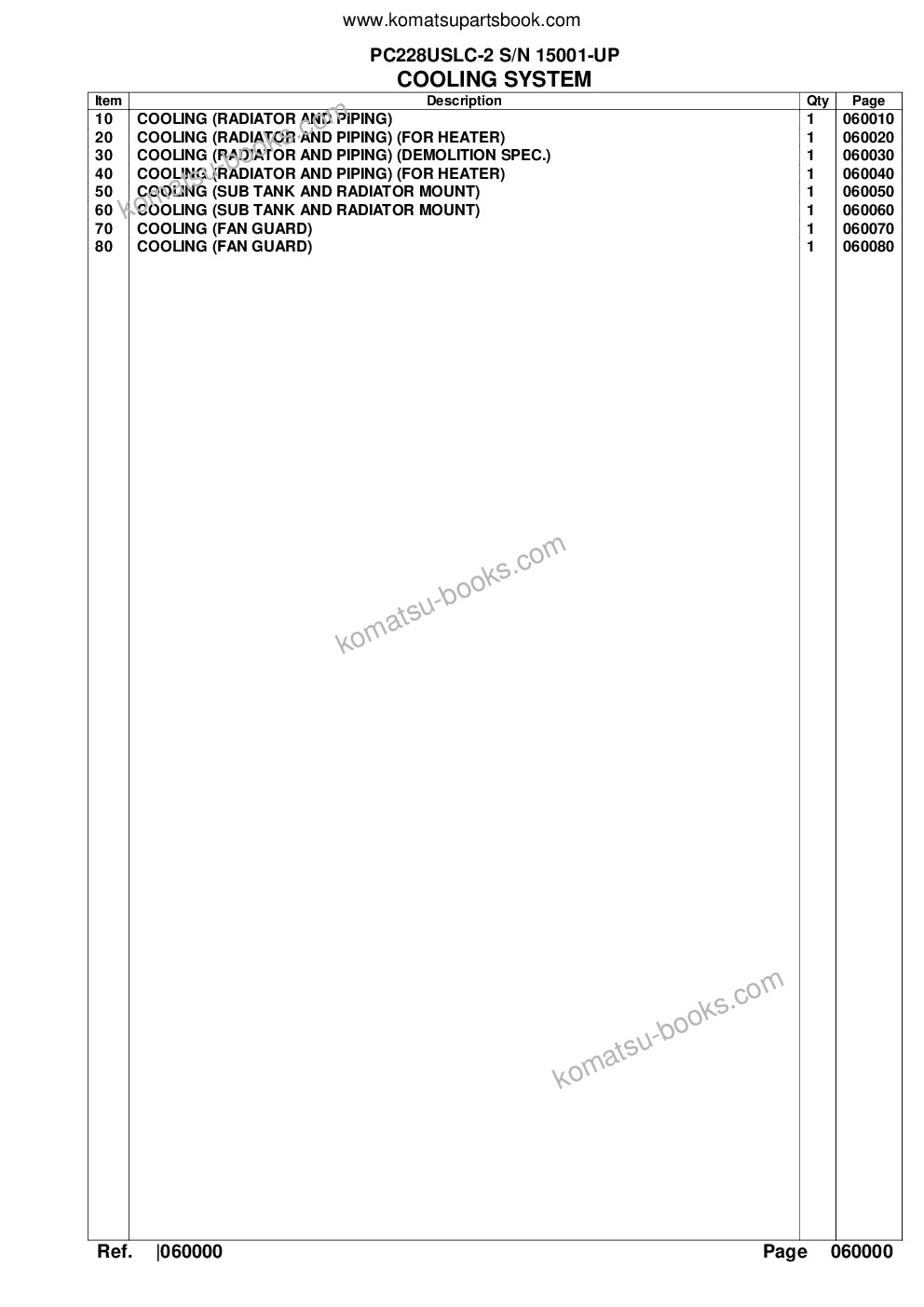 Komatsu pc228uslc-2 s/n 15001-up Parts catalog cover Page 10 Komatsu pc228uslc-2 s/n 15001-up Parts catalog cover Page 10