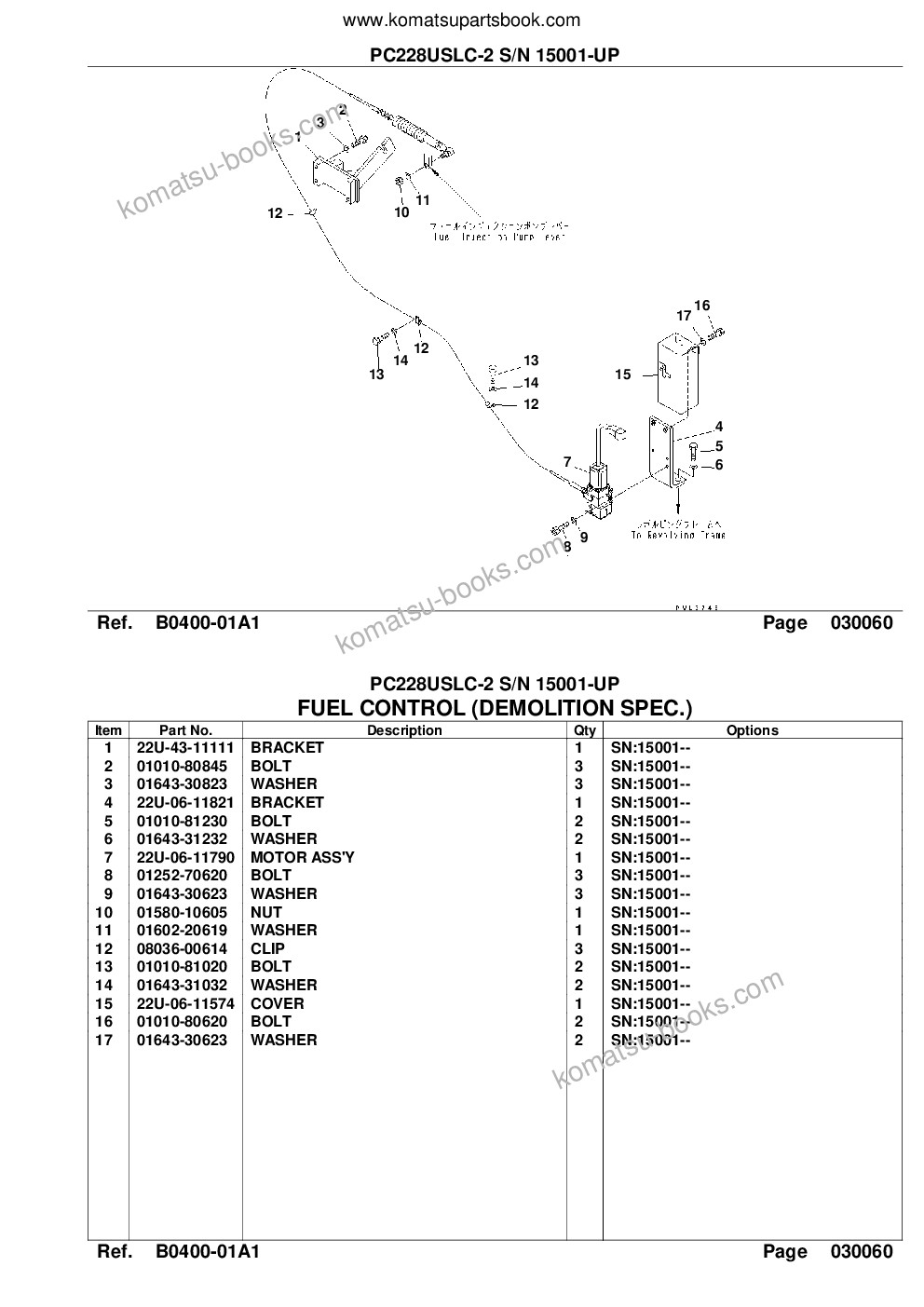 Komatsu pc228uslc-2 s/n 15001-up Parts catalog cover Page 8 Komatsu pc228uslc-2 s/n 15001-up Parts catalog cover Page 8