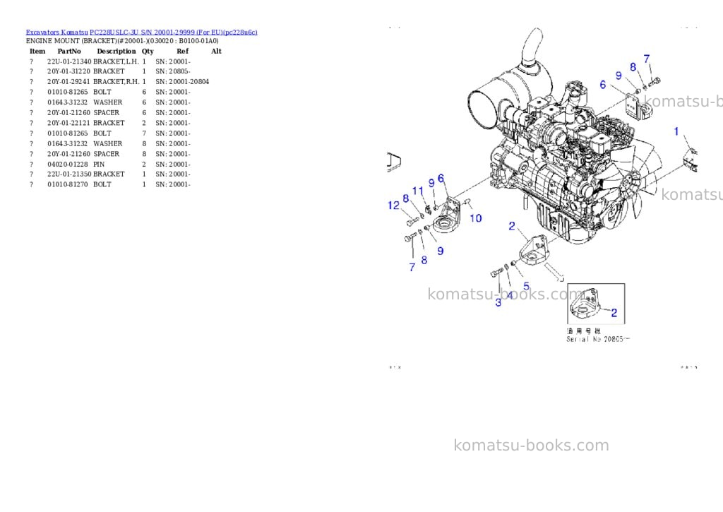 Komatsu pc228uslc-3u s/n 20001-29999 for eu Parts catalog cover Komatsu pc228uslc-3u s/n 20001-29999 for eu Parts catalog cover