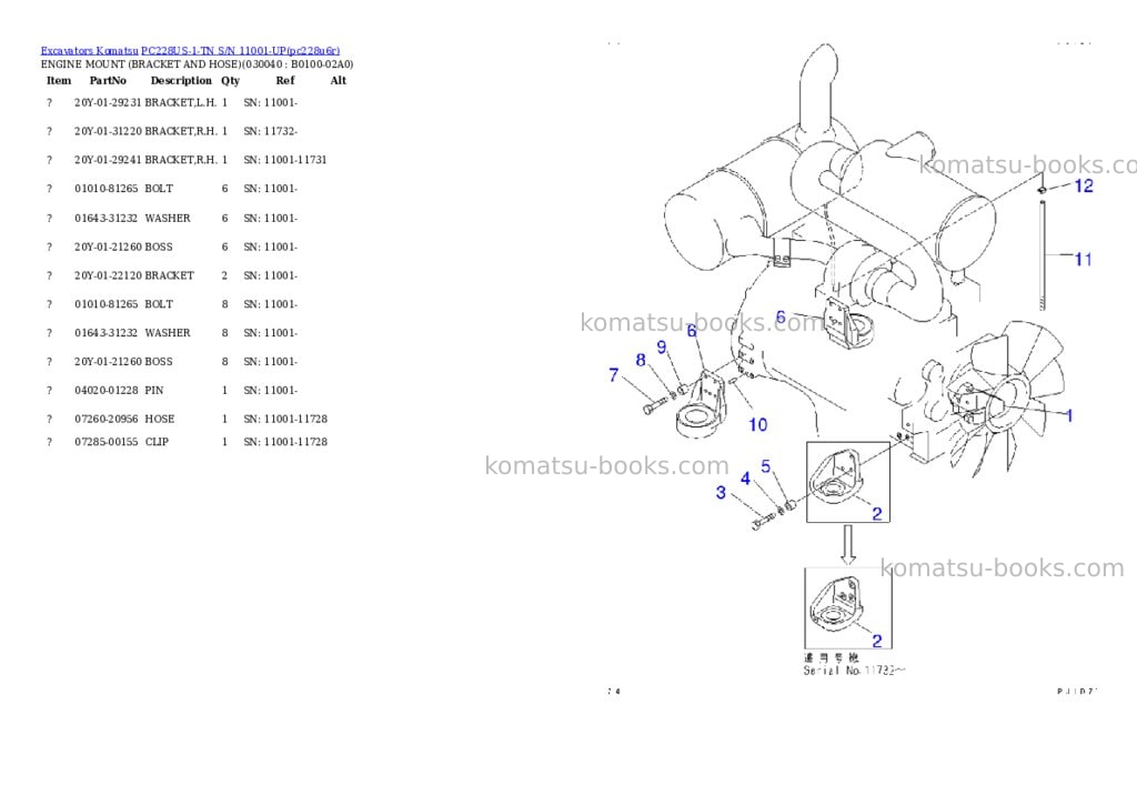 Komatsu pc228us-1-tn s/n 11001-up Parts catalog cover Page 3