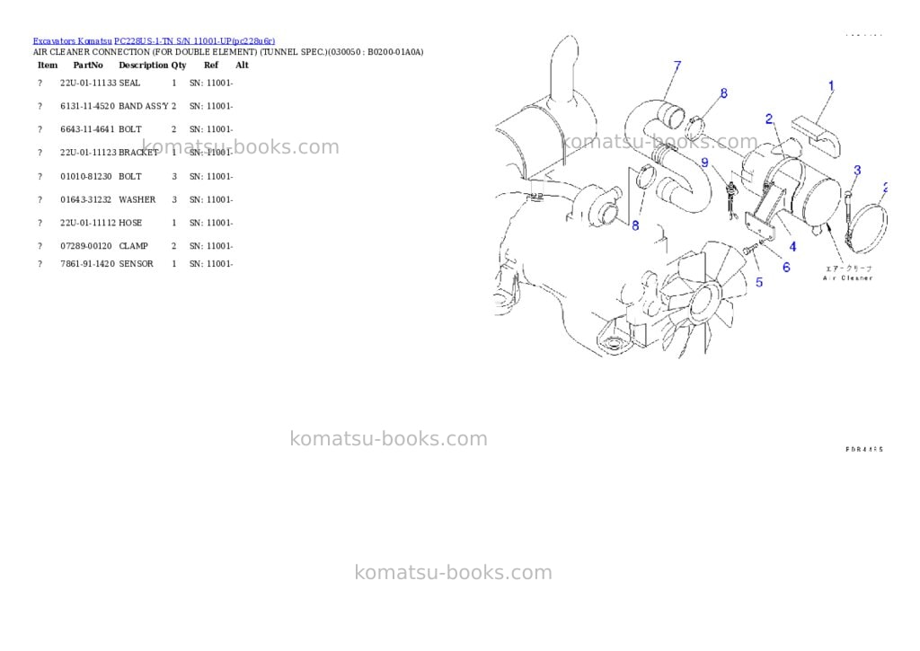 Komatsu pc228us-1-tn s/n 11001-up Parts catalog cover Page 4