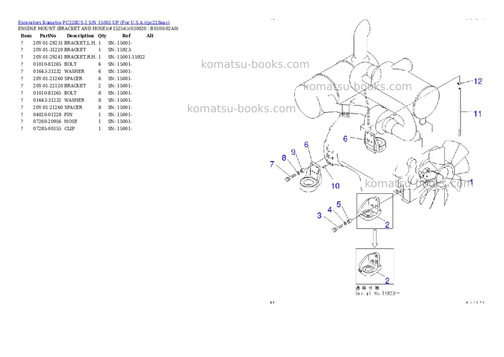 Komatsu PC228US-2 S/N 15001-UP (For U.S.A.) Parts catalog cover Komatsu PC228US-2 S/N 15001-UP (For U.S.A.) Parts catalog cover