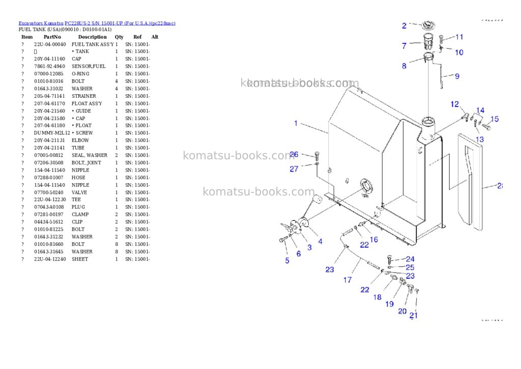 Komatsu PC228US-2 S/N 15001-UP (For U.S.A.) Parts catalog cover Page 8 Komatsu PC228US-2 S/N 15001-UP (For U.S.A.) Parts catalog cover Page 8