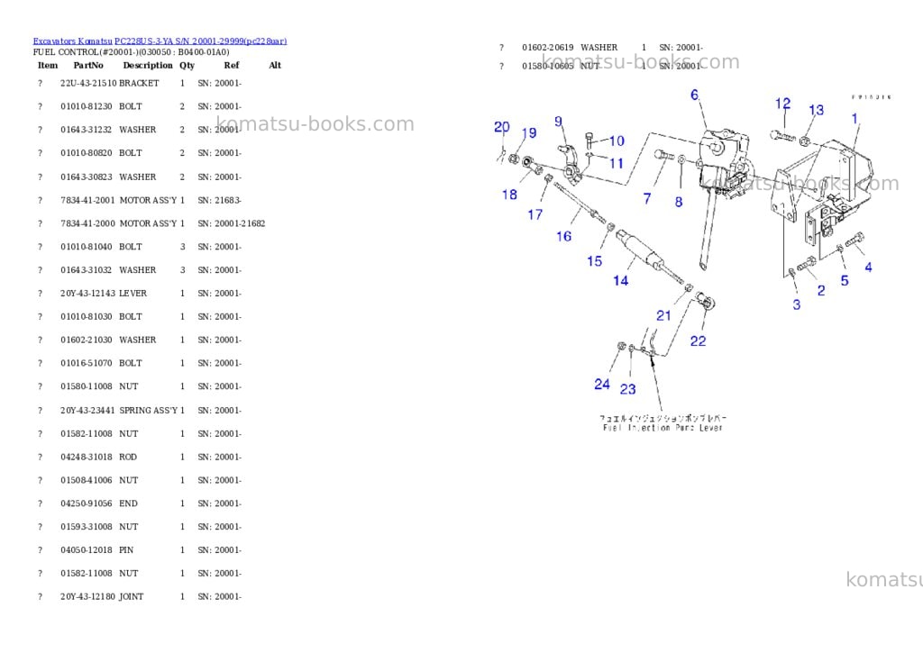 Komatsu pc228us-3-ya s/n 20001-29999 Parts catalog cover Page 4