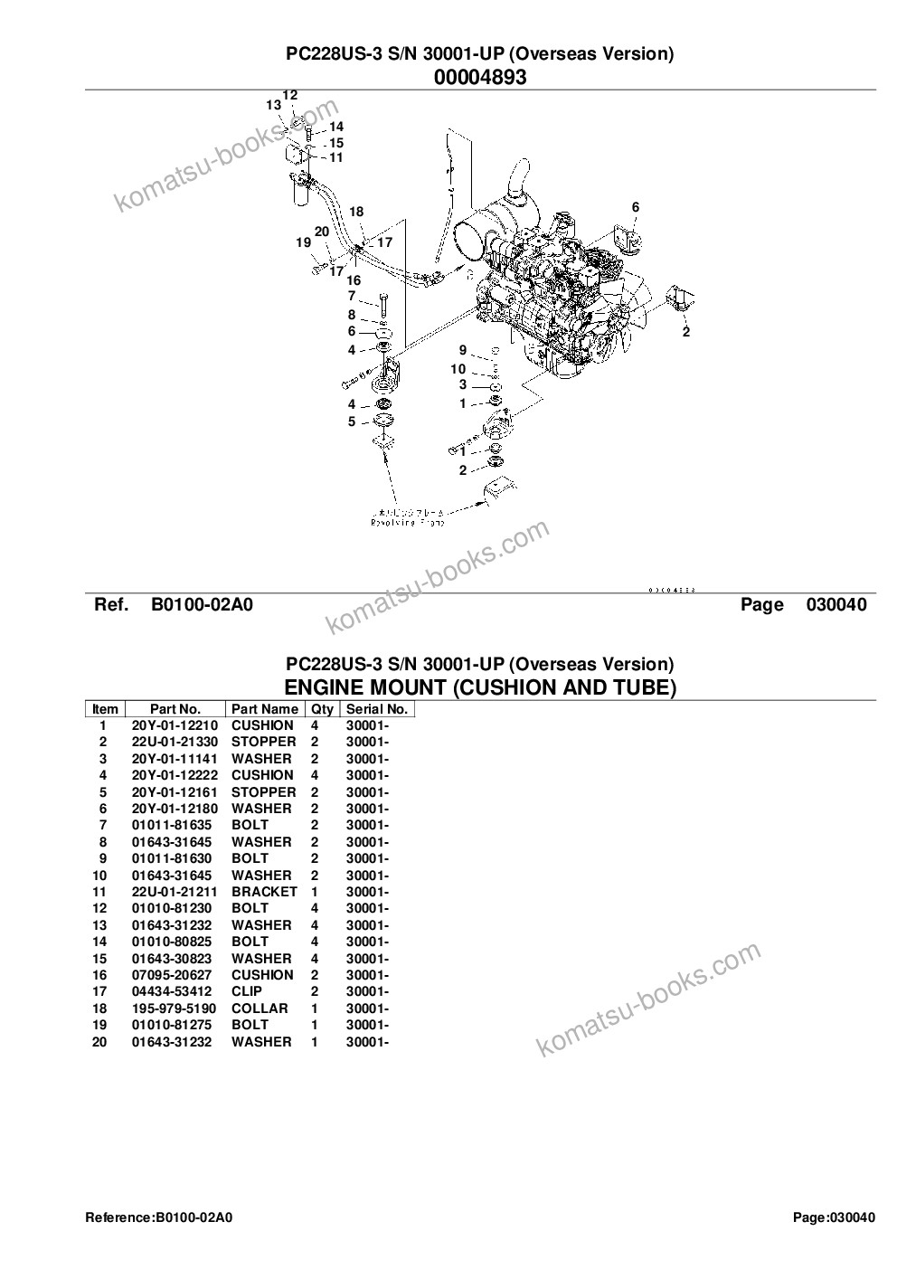 Komatsu pc228us-3 s/n 30001-up overseas version Parts catalog cover Page 6 Komatsu pc228us-3 s/n 30001-up overseas version Parts catalog cover Page 6