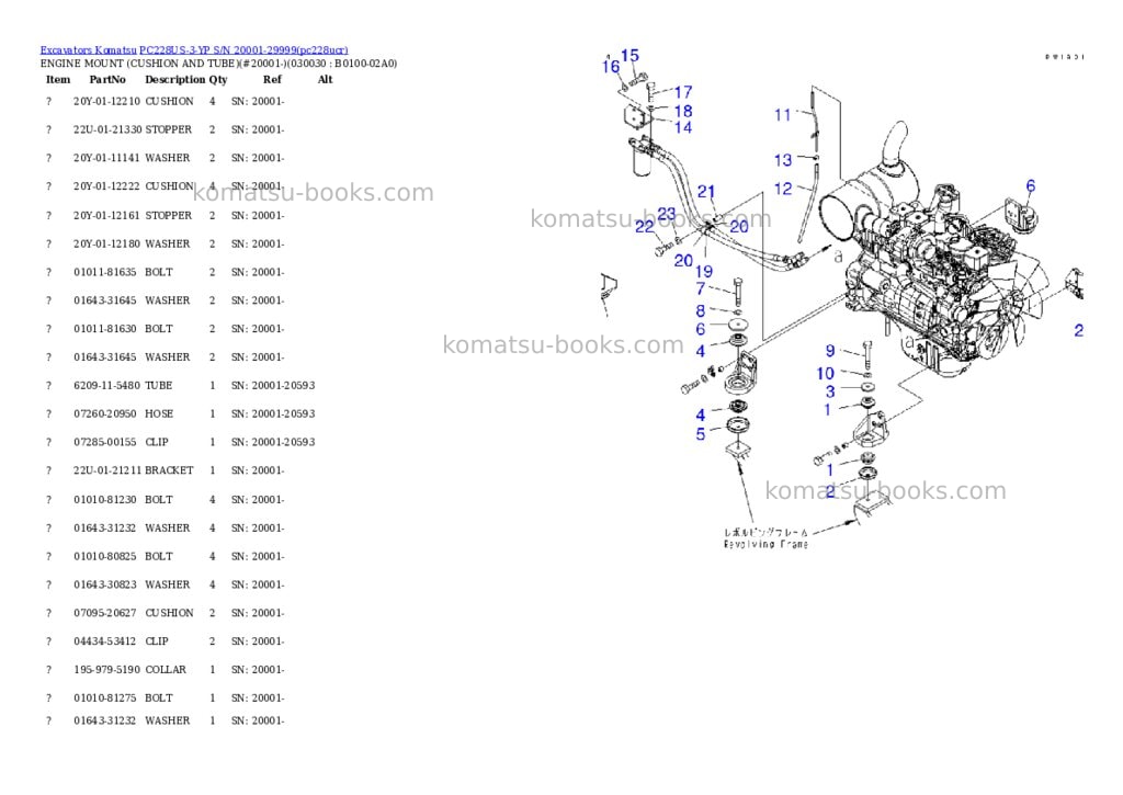 Komatsu pc228us-3-yp s/n 20001-29999 Parts catalog cover Page 2
