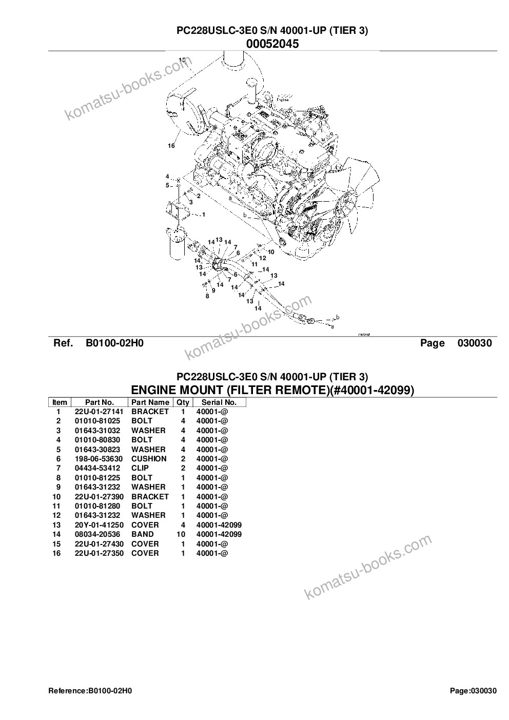Komatsu PC228USLC-3E0 S/N 40001-UP (TIER 3) Parts catalog cover Page 5 Komatsu PC228USLC-3E0 S/N 40001-UP (TIER 3) Parts catalog cover Page 5