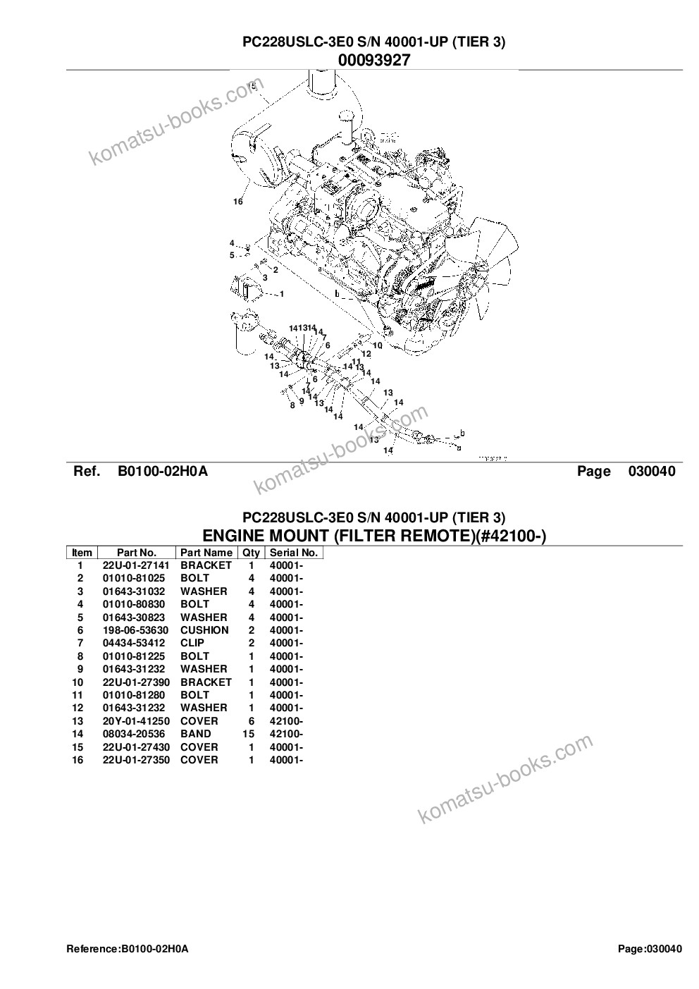 Komatsu PC228USLC-3E0 S/N 40001-UP (TIER 3) Parts catalog cover Page 6 Komatsu PC228USLC-3E0 S/N 40001-UP (TIER 3) Parts catalog cover Page 6
