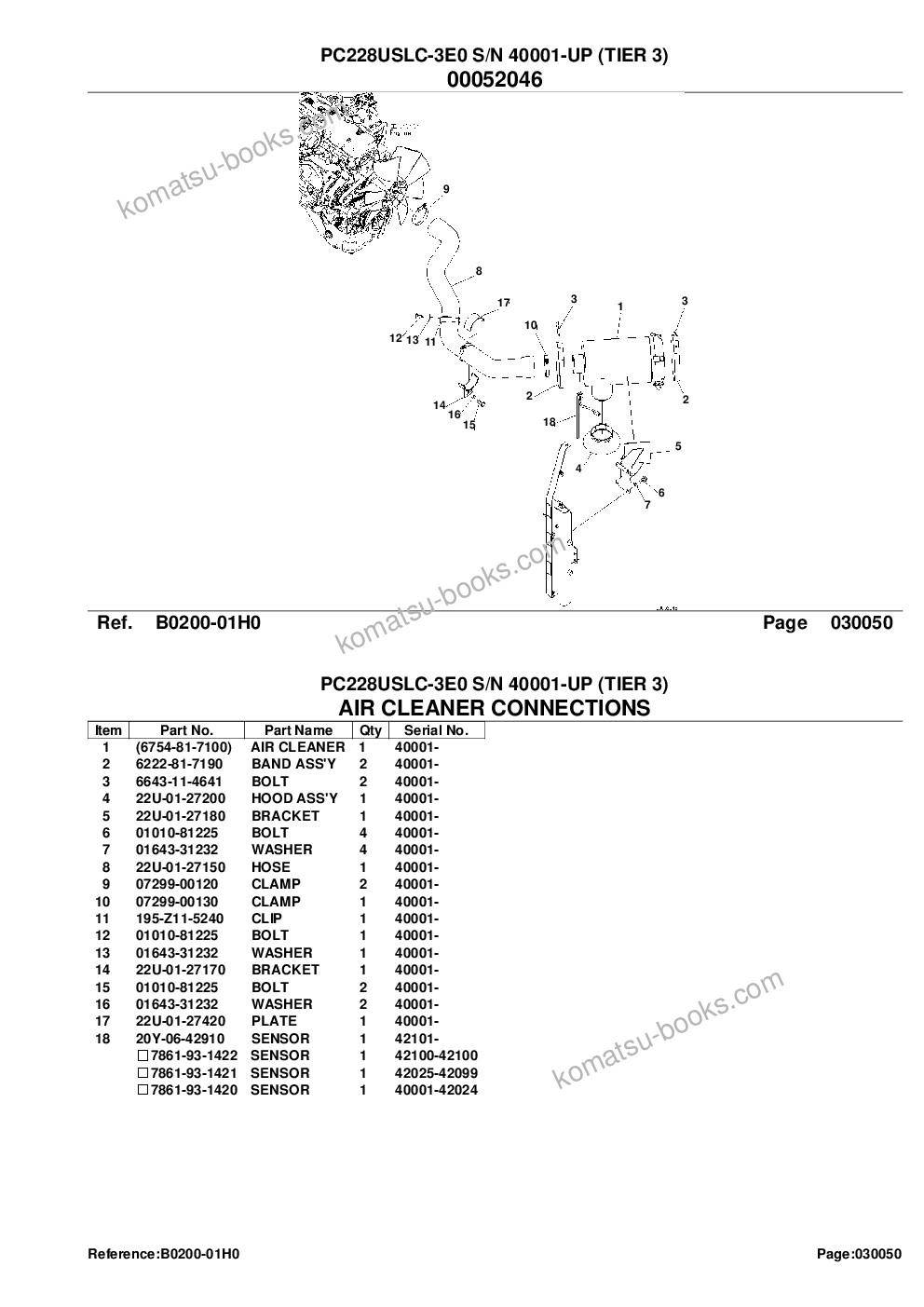 Komatsu PC228USLC-3E0 S/N 40001-UP (TIER 3) Parts catalog cover Page 7 Komatsu PC228USLC-3E0 S/N 40001-UP (TIER 3) Parts catalog cover Page 7
