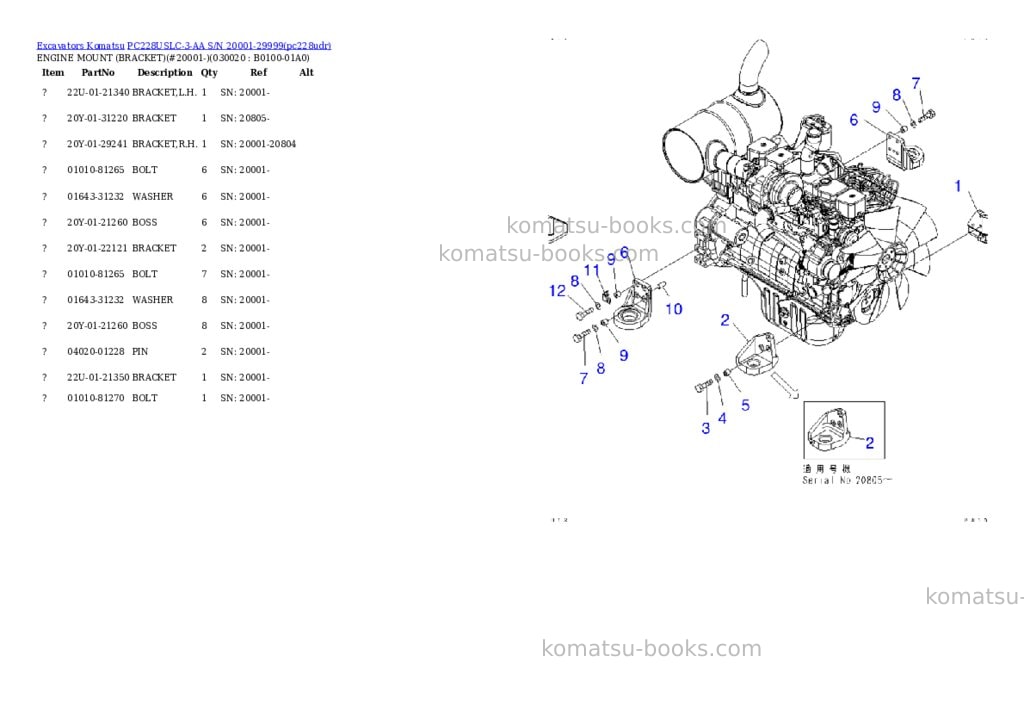 Komatsu pc228uslc-3-aa s/n 20001-29999 Parts catalog cover Komatsu pc228uslc-3-aa s/n 20001-29999 Parts catalog cover