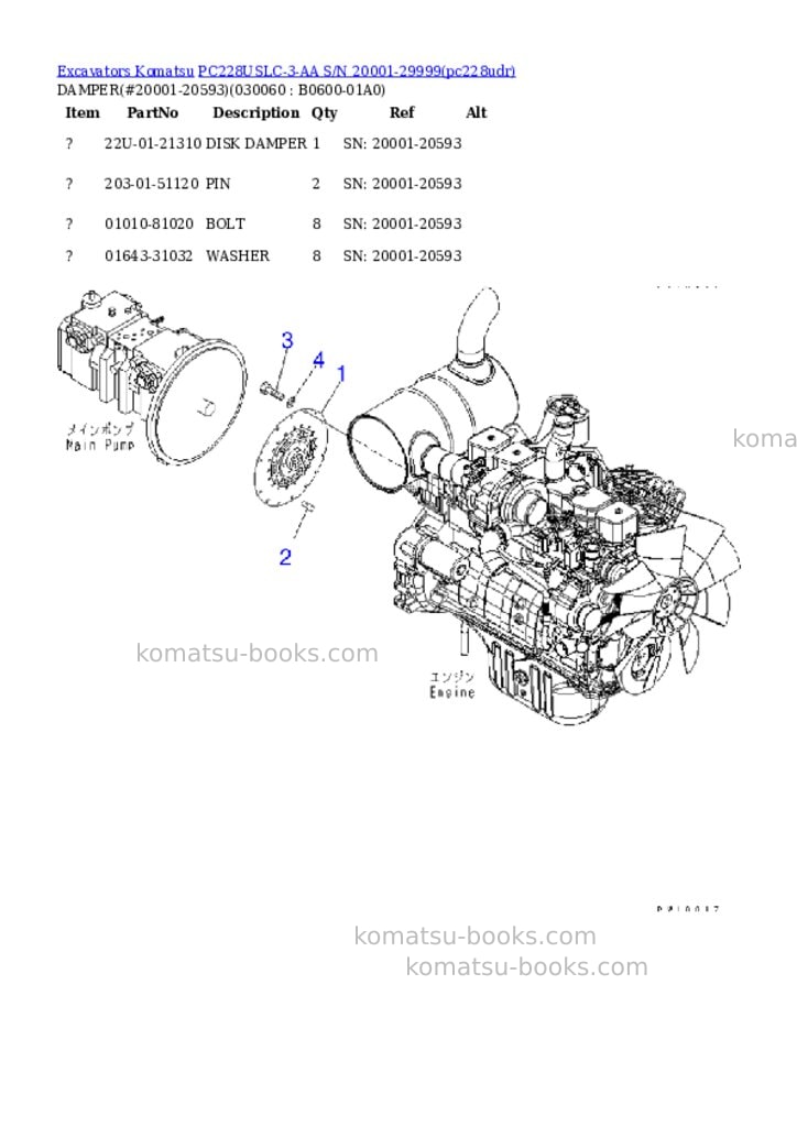 Komatsu pc228uslc-3-aa s/n 20001-29999 Parts catalog cover Page 5 Komatsu pc228uslc-3-aa s/n 20001-29999 Parts catalog cover Page 5