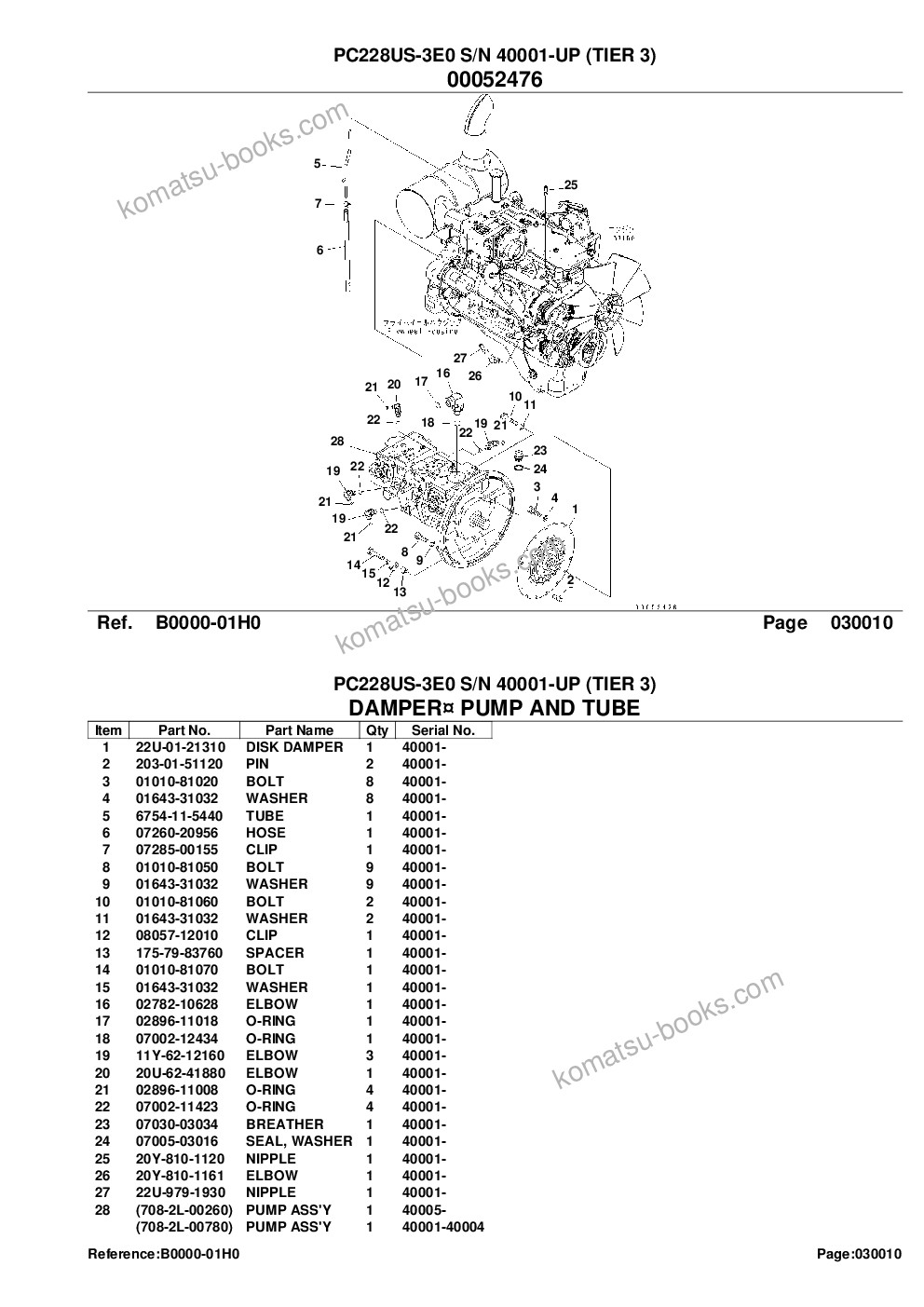 Komatsu PC228US-3E0 S/N 40001-UP (TIER 3) Parts catalog cover Page 3 Komatsu PC228US-3E0 S/N 40001-UP (TIER 3) Parts catalog cover Page 3