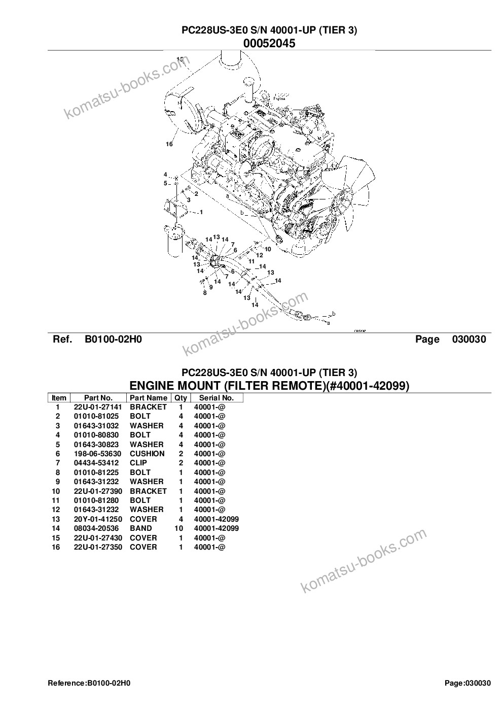 Komatsu PC228US-3E0 S/N 40001-UP (TIER 3) Parts catalog cover Page 5 Komatsu PC228US-3E0 S/N 40001-UP (TIER 3) Parts catalog cover Page 5