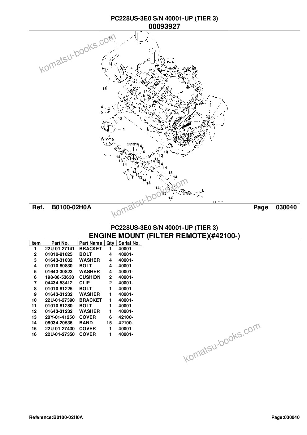 Komatsu PC228US-3E0 S/N 40001-UP (TIER 3) Parts catalog cover Page 6 Komatsu PC228US-3E0 S/N 40001-UP (TIER 3) Parts catalog cover Page 6