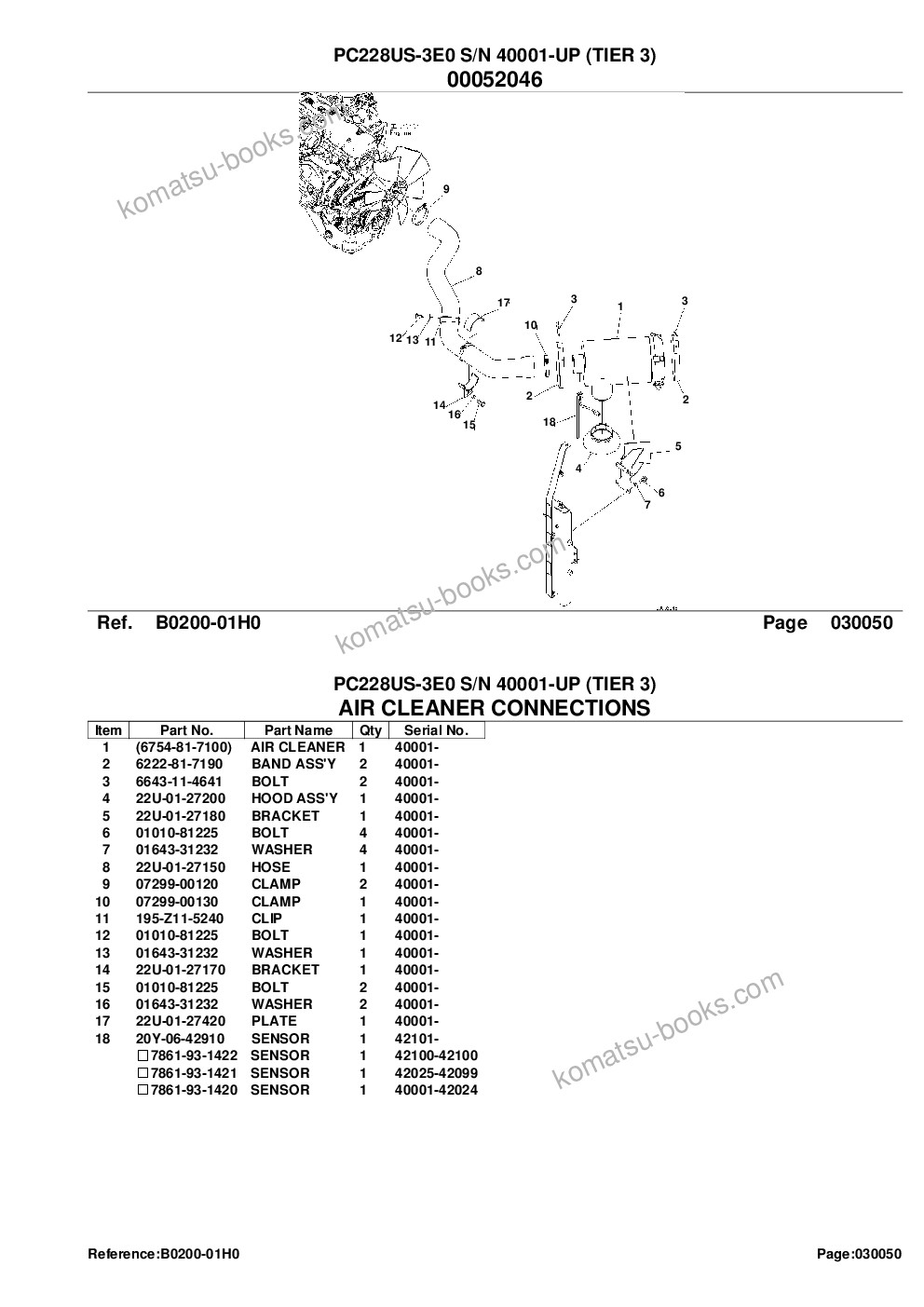 Komatsu PC228US-3E0 S/N 40001-UP (TIER 3) Parts catalog cover Page 7 Komatsu PC228US-3E0 S/N 40001-UP (TIER 3) Parts catalog cover Page 7