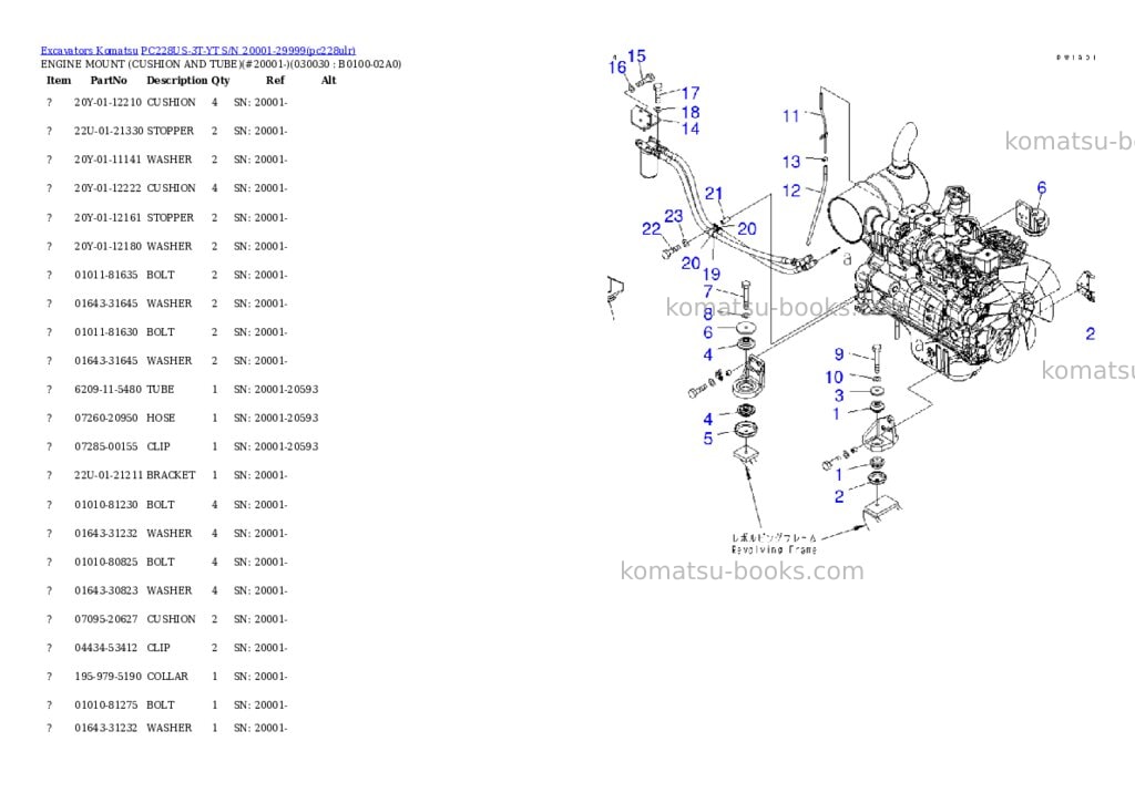 Komatsu pc228us-3t-yt s/n 20001-29999 Parts catalog cover Page 2