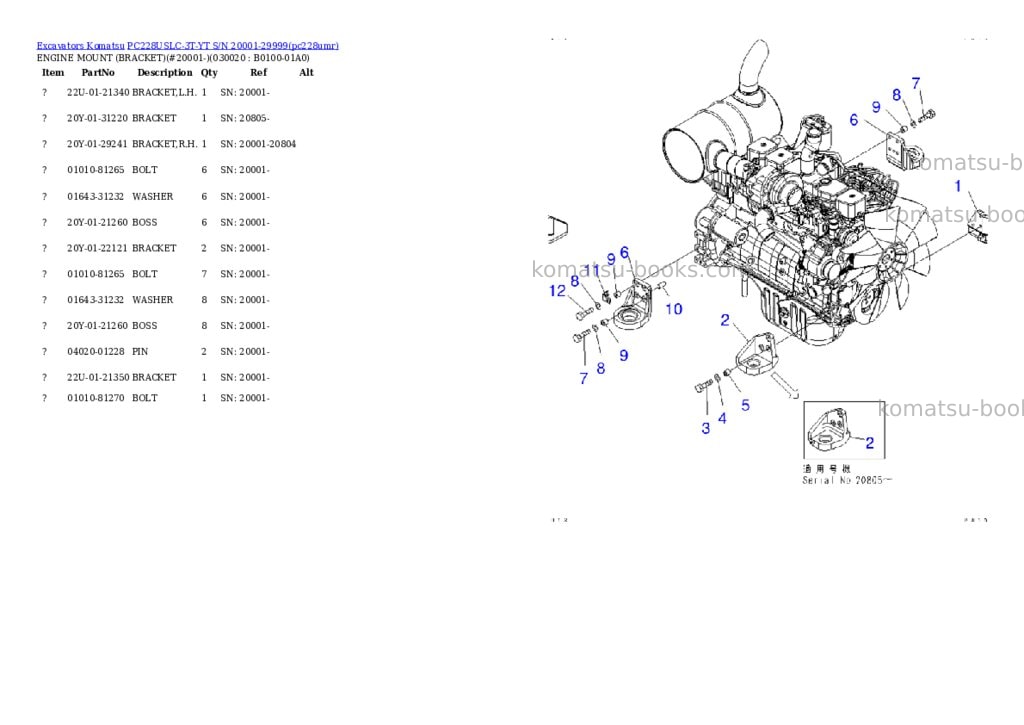 Komatsu pc228uslc-3t-yt s/n 20001-29999 Parts catalog cover Komatsu pc228uslc-3t-yt s/n 20001-29999 Parts catalog cover