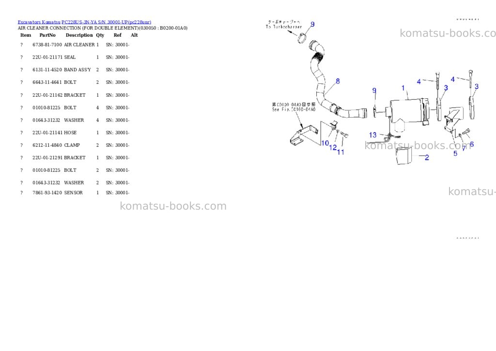 Komatsu pc228us-3n-ya s/n 30001-up Parts catalog cover Page 4 Komatsu pc228us-3n-ya s/n 30001-up Parts catalog cover Page 4