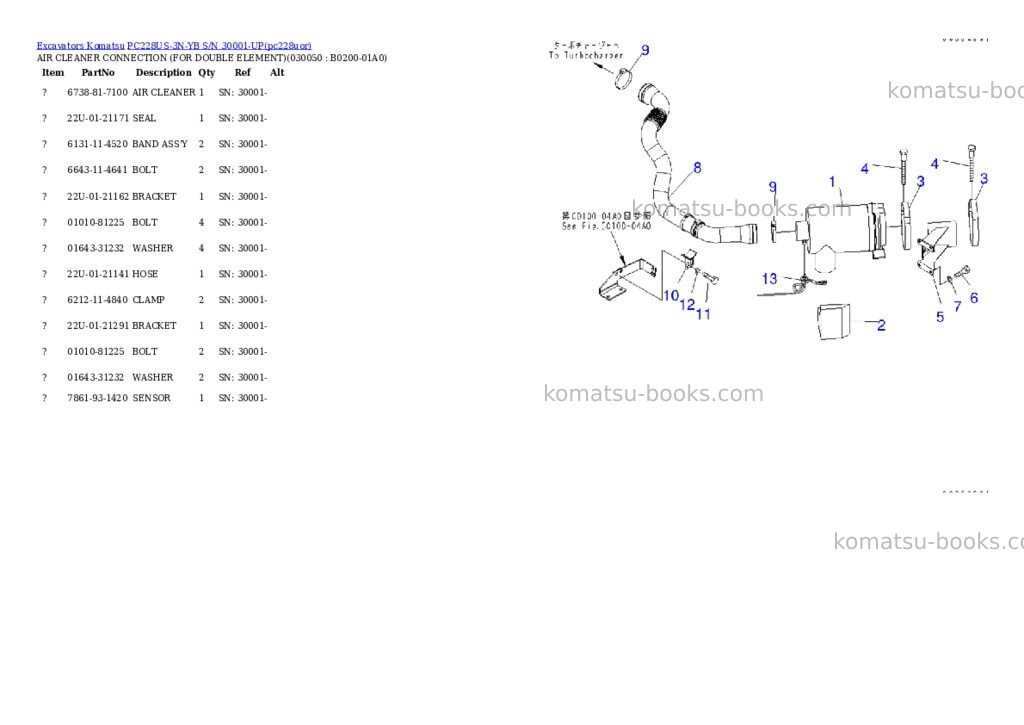 Komatsu pc228us-3n-yb s/n 30001-up Parts catalog cover Page 4 Komatsu pc228us-3n-yb s/n 30001-up Parts catalog cover Page 4