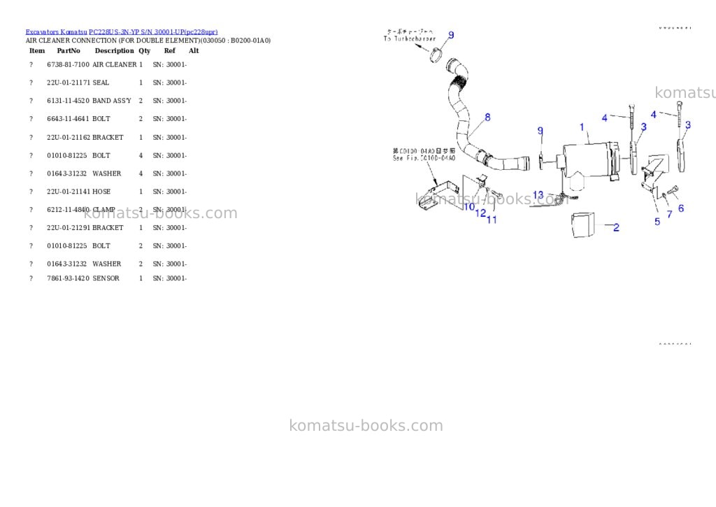 Komatsu pc228us-3n-yp s/n 30001-up Parts catalog cover Page 4 Komatsu pc228us-3n-yp s/n 30001-up Parts catalog cover Page 4