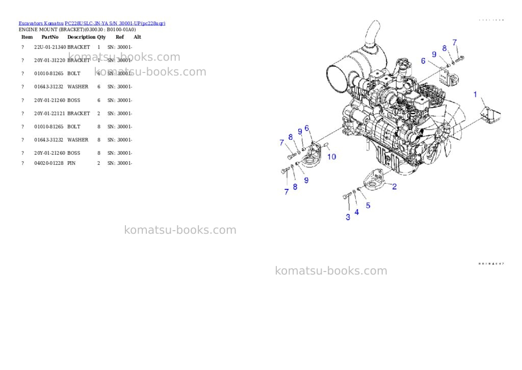 Komatsu pc228uslc-3n-ya s/n 30001-up Parts catalog cover Page 2