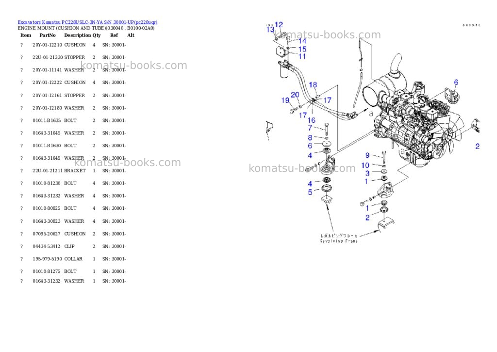 Komatsu pc228uslc-3n-ya s/n 30001-up Parts catalog cover Page 3