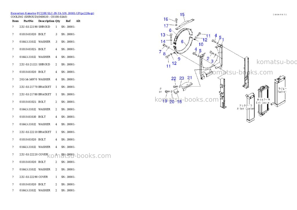 Komatsu pc228uslc-3n-ya s/n 30001-up Parts catalog cover Page 8