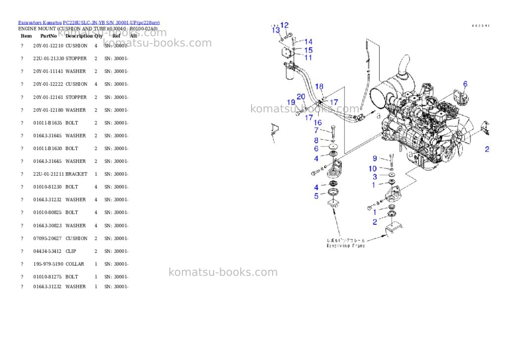 Komatsu pc228uslc-3n-yb s/n 30001-up Parts catalog cover Page 3 Komatsu pc228uslc-3n-yb s/n 30001-up Parts catalog cover Page 3