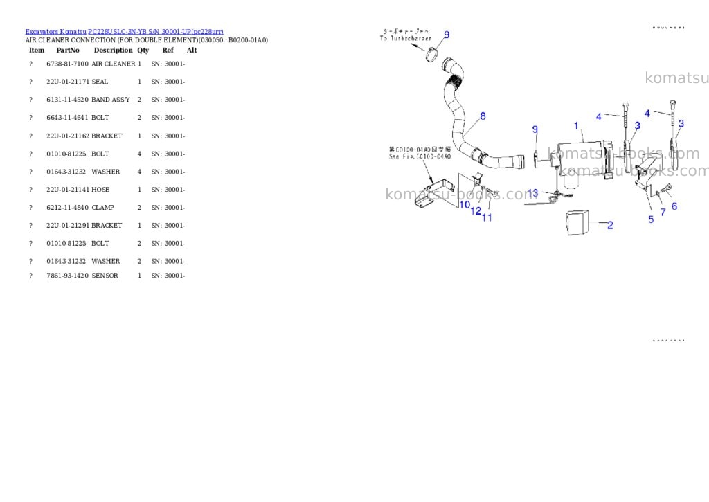 Komatsu pc228uslc-3n-yb s/n 30001-up Parts catalog cover Page 4 Komatsu pc228uslc-3n-yb s/n 30001-up Parts catalog cover Page 4
