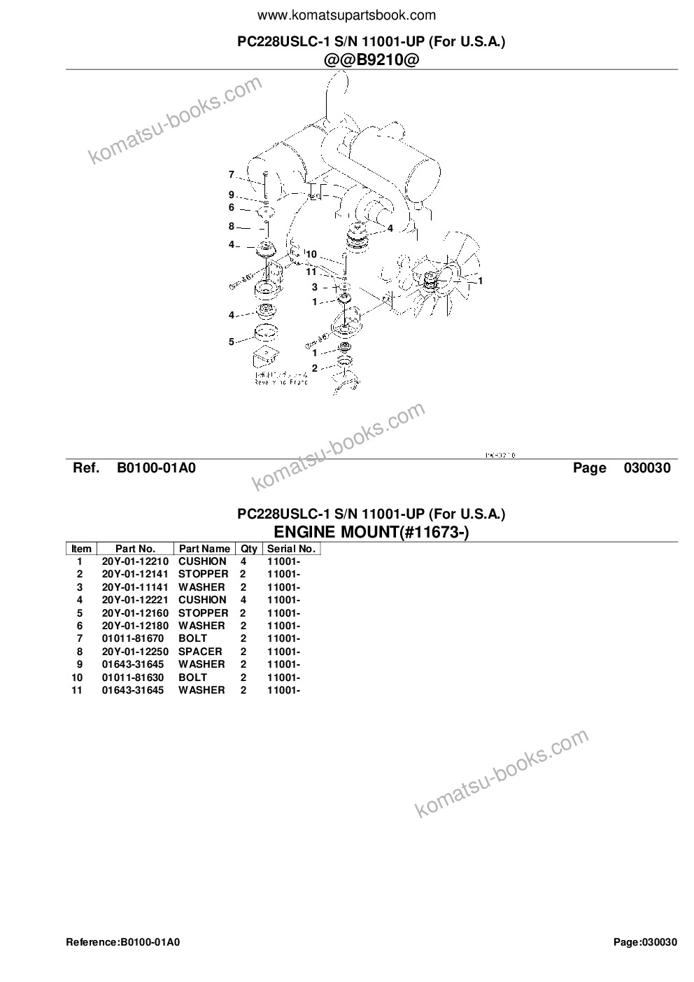 Komatsu PC228USLC-1 S/N 11001-UP (For U.S.A.) Parts catalog cover Page 5 Komatsu PC228USLC-1 S/N 11001-UP (For U.S.A.) Parts catalog cover Page 5