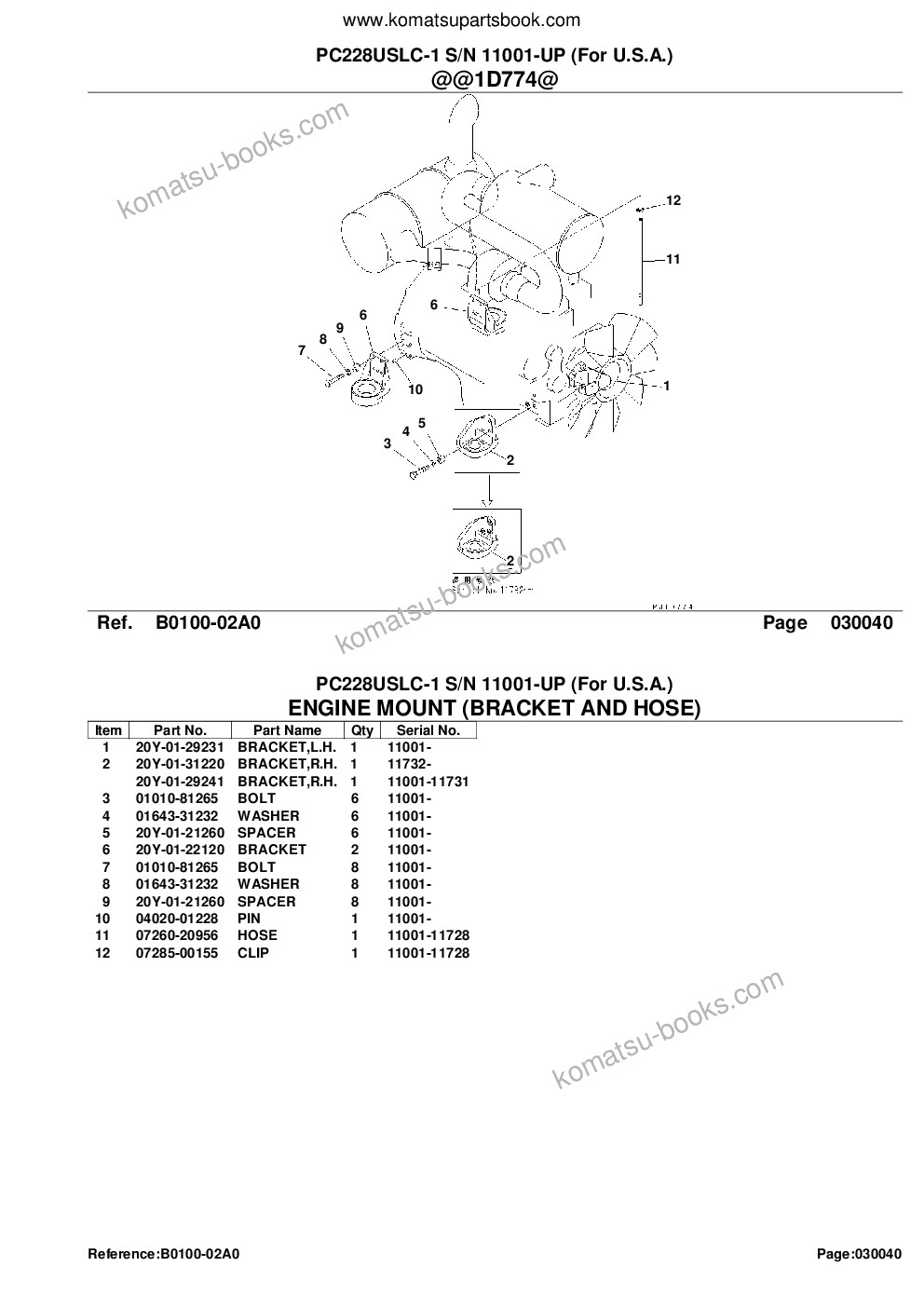Komatsu PC228USLC-1 S/N 11001-UP (For U.S.A.) Parts catalog cover Page 6 Komatsu PC228USLC-1 S/N 11001-UP (For U.S.A.) Parts catalog cover Page 6