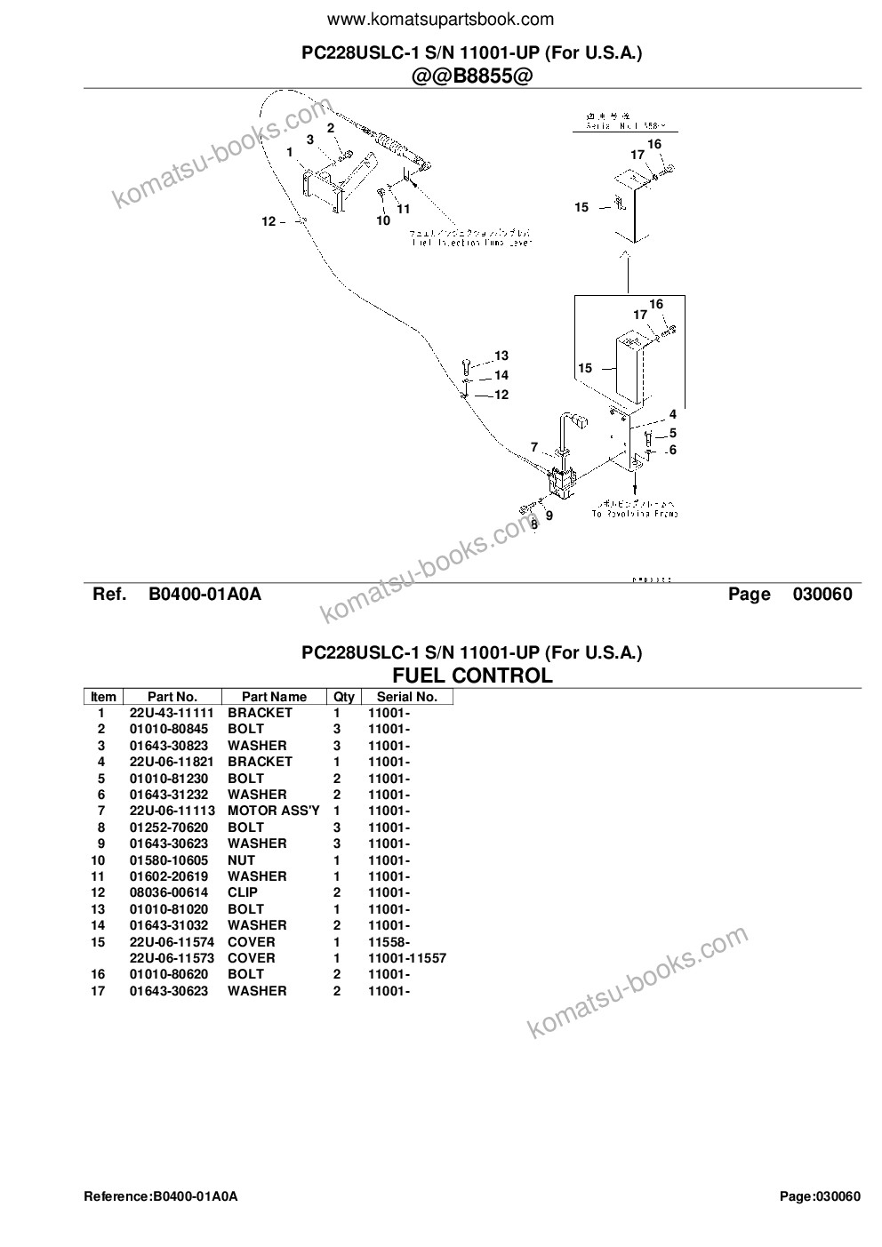 Komatsu PC228USLC-1 S/N 11001-UP (For U.S.A.) Parts catalog cover Page 8 Komatsu PC228USLC-1 S/N 11001-UP (For U.S.A.) Parts catalog cover Page 8