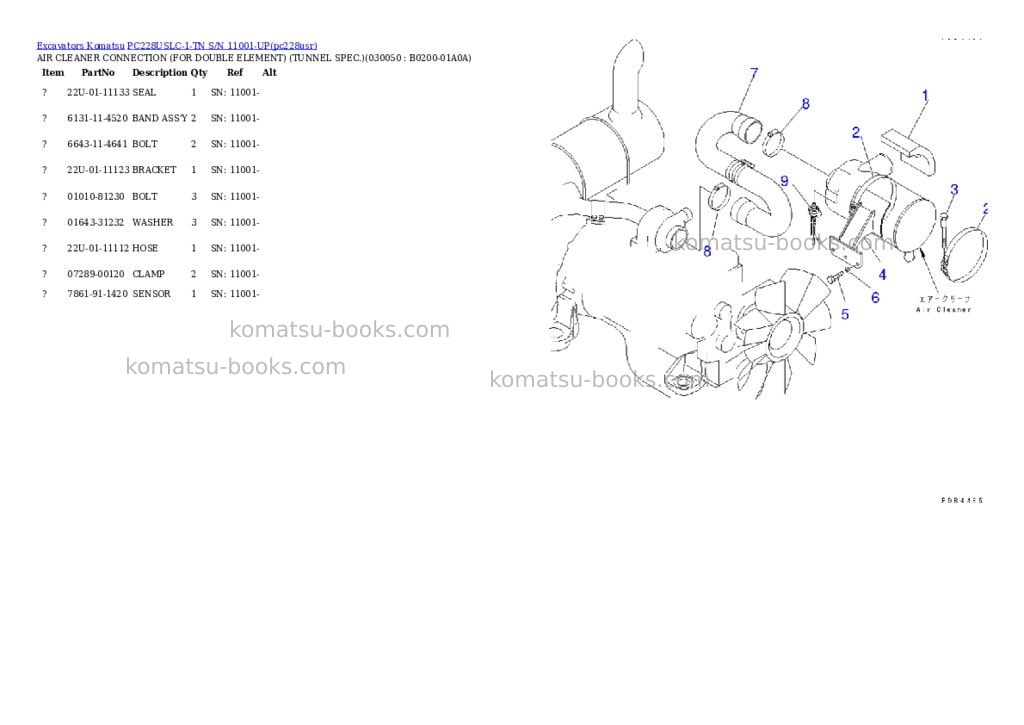 Komatsu pc228uslc-1-tn s/n 11001-up Parts catalog cover Page 4 Komatsu pc228uslc-1-tn s/n 11001-up Parts catalog cover Page 4