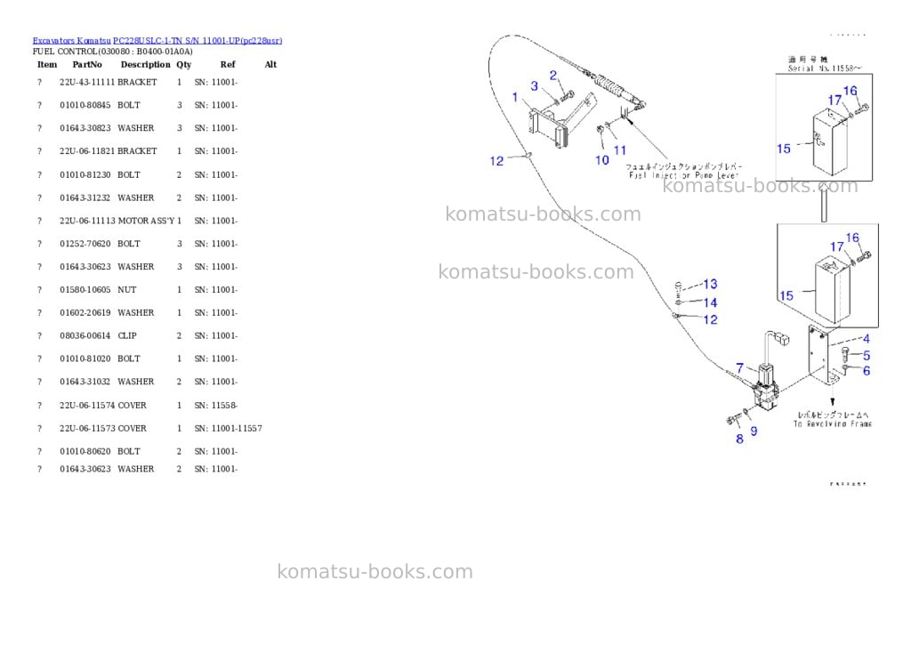 Komatsu pc228uslc-1-tn s/n 11001-up Parts catalog cover Page 7 Komatsu pc228uslc-1-tn s/n 11001-up Parts catalog cover Page 7