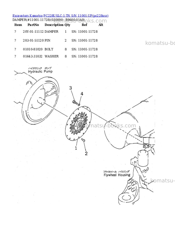Komatsu pc228uslc-1-tn s/n 11001-up Parts catalog cover Page 8 Komatsu pc228uslc-1-tn s/n 11001-up Parts catalog cover Page 8