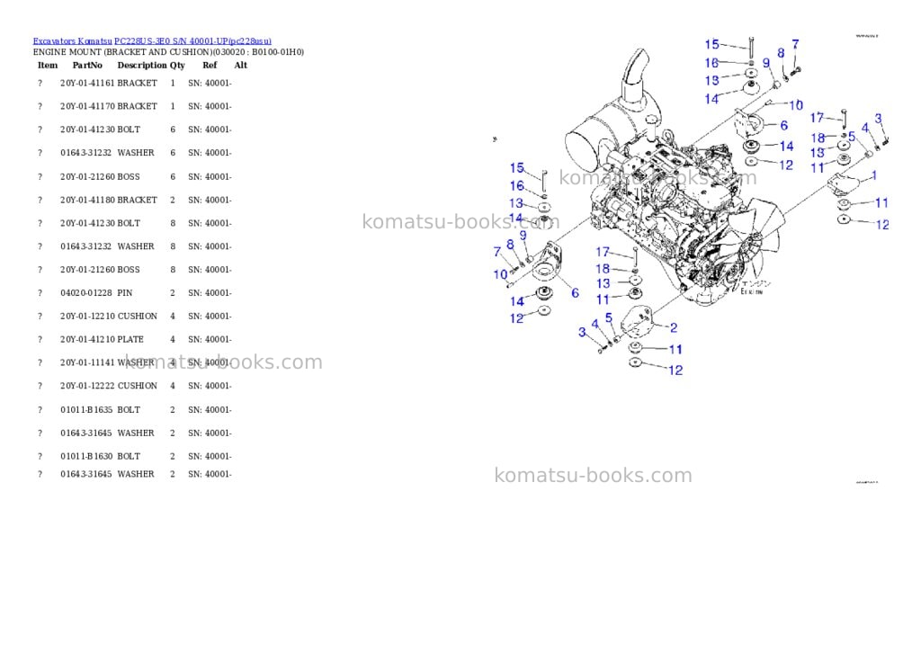 Komatsu pc228us-3e0 s/n 40001-up tier 3 Parts catalog cover Komatsu pc228us-3e0 s/n 40001-up tier 3 Parts catalog cover