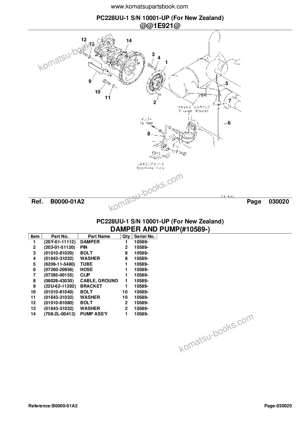 Komatsu PC228UU-1 S/N 10001-UP (For New Zealand) Parts catalog cover Page 4 Komatsu PC228UU-1 S/N 10001-UP (For New Zealand) Parts catalog cover Page 4