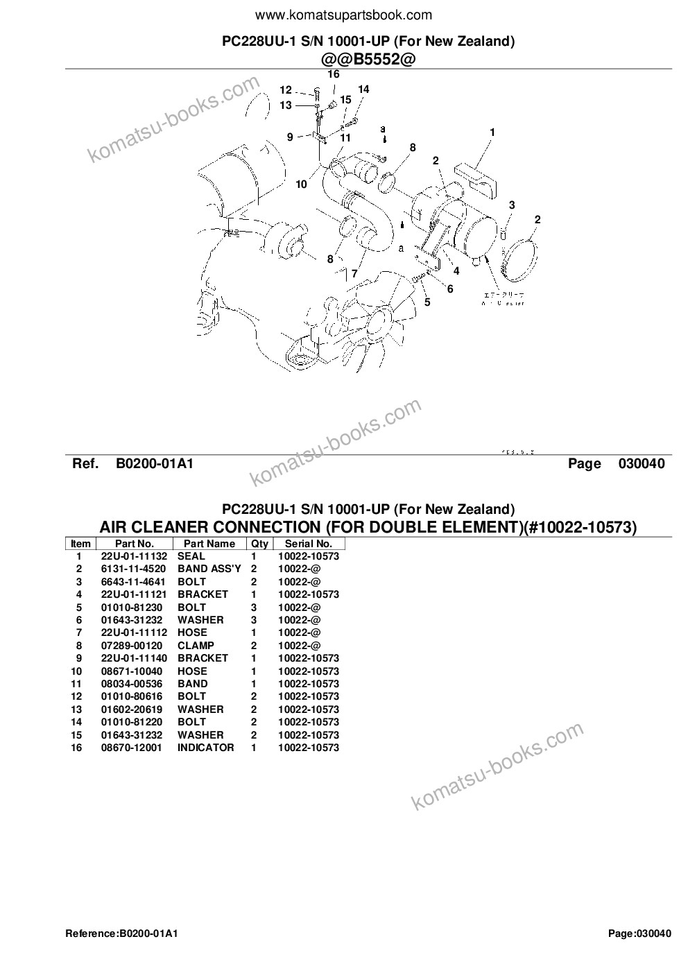 Komatsu PC228UU-1 S/N 10001-UP (For New Zealand) Parts catalog cover Page 6 Komatsu PC228UU-1 S/N 10001-UP (For New Zealand) Parts catalog cover Page 6