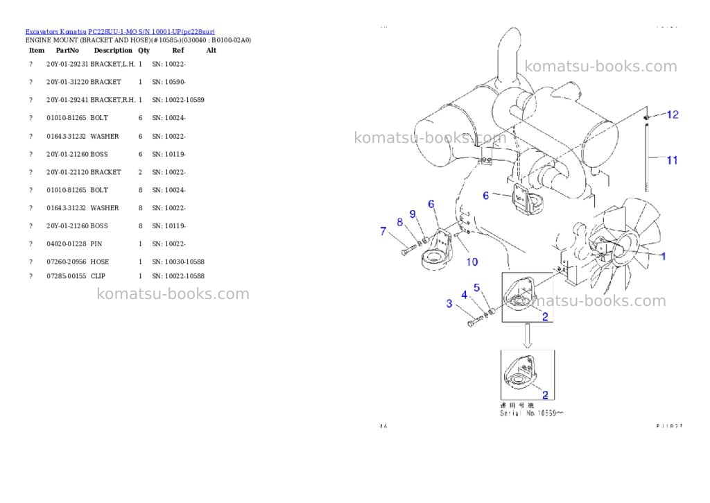 Komatsu pc228uu-1-mo s/n 10001-up Parts catalog cover Page 3
