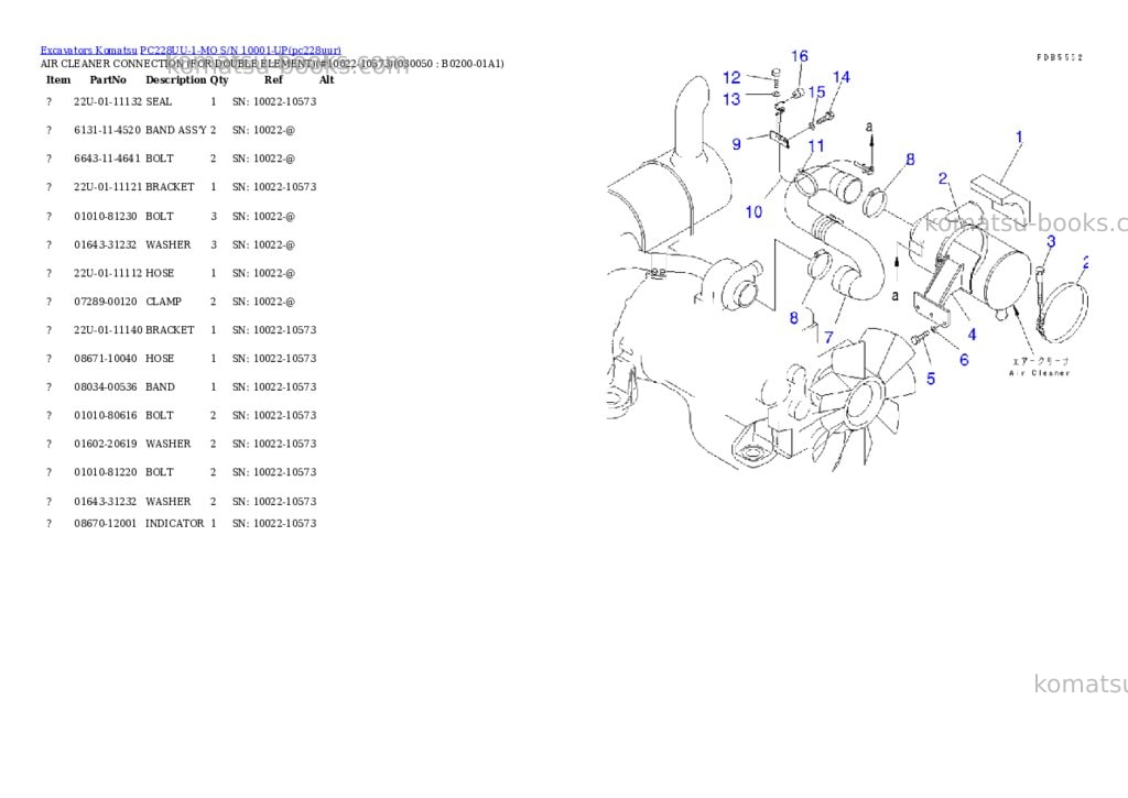 Komatsu pc228uu-1-mo s/n 10001-up Parts catalog cover Page 4