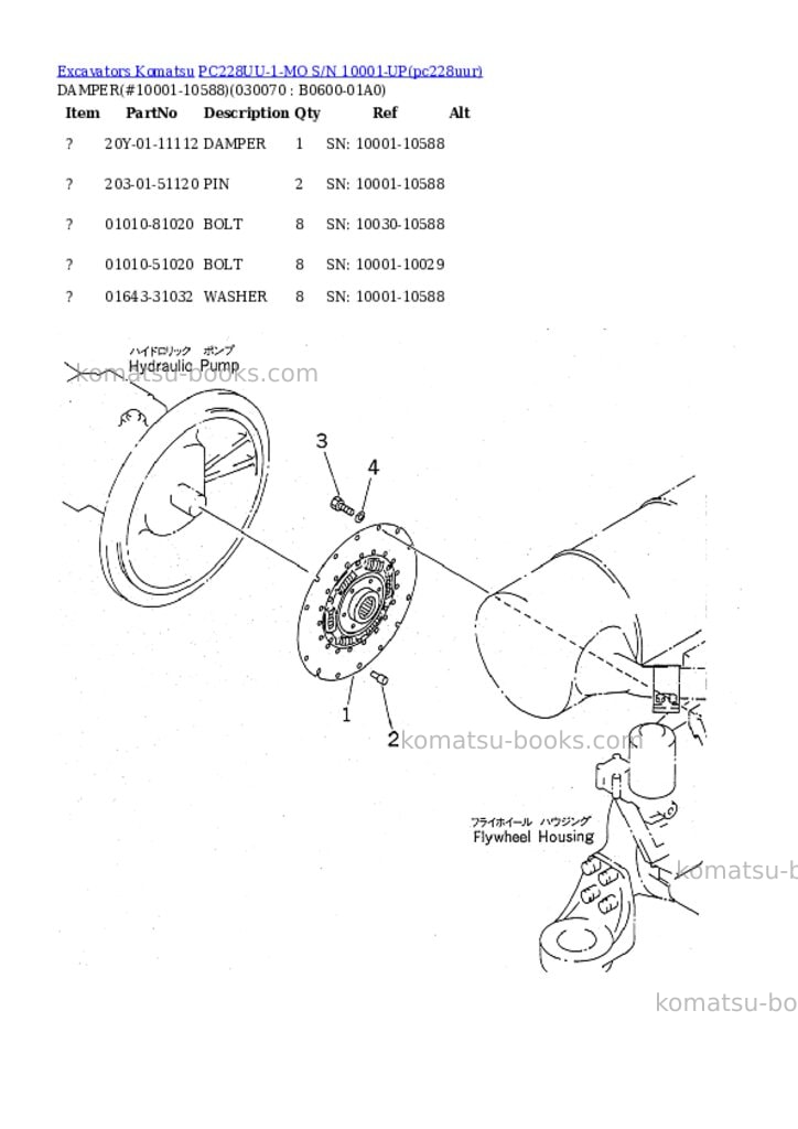 Komatsu pc228uu-1-mo s/n 10001-up Parts catalog cover Page 6