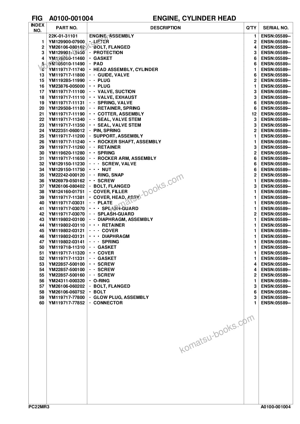 Komatsu pc22mr-3 s/n f30001 and up Katalog części okładka Strona 10