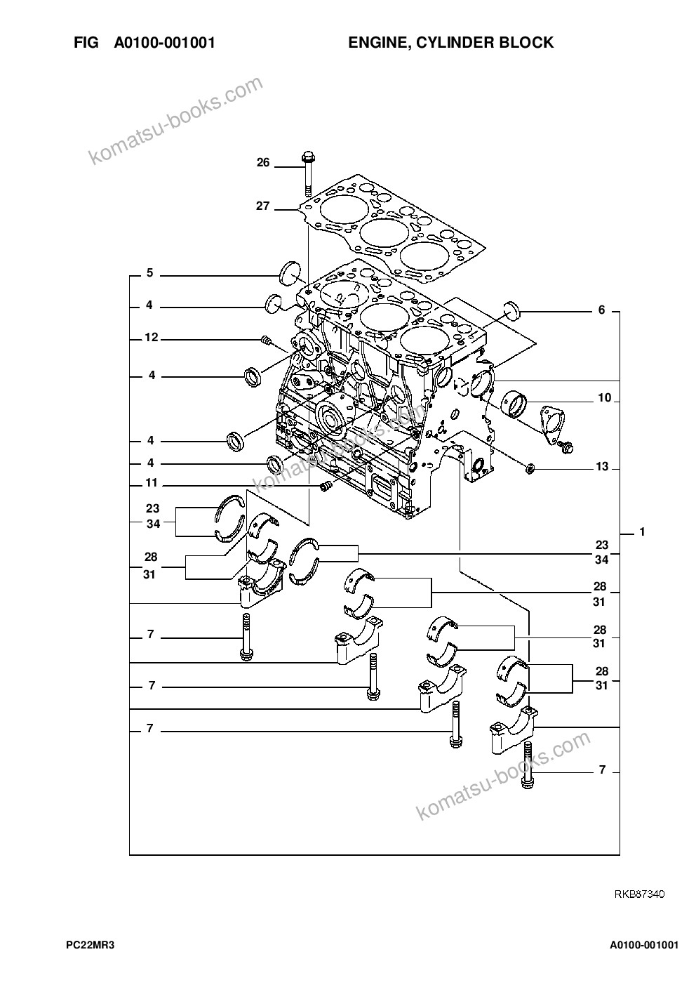 Komatsu pc22mr-3 s/n f30001 and up Katalog części okładka Strona 3