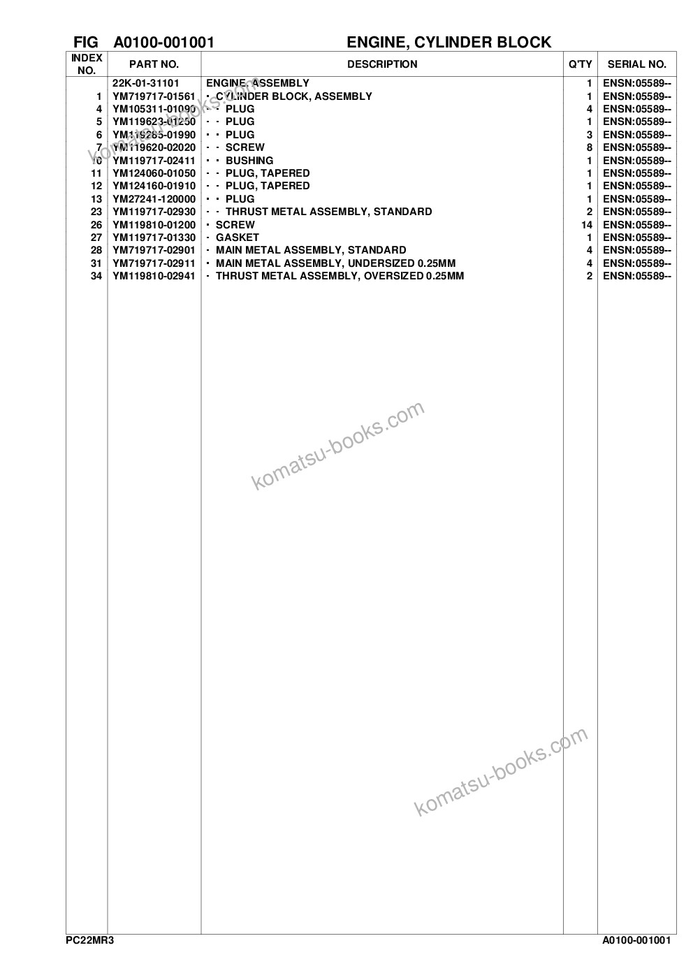 Komatsu pc22mr-3 s/n f30001 and up Katalog części okładka Strona 4