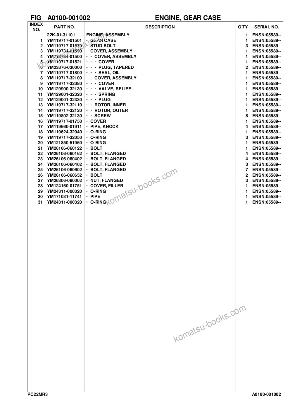 Komatsu pc22mr-3 s/n f30001 and up Katalog części okładka Strona 6