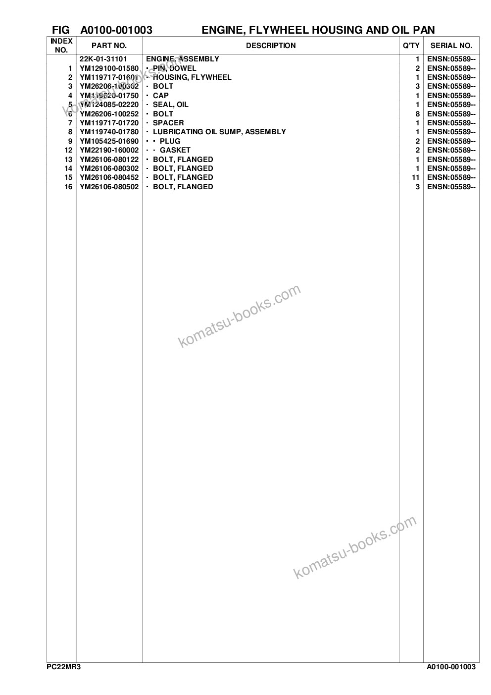 Komatsu pc22mr-3 s/n f30001 and up Katalog części okładka Strona 8