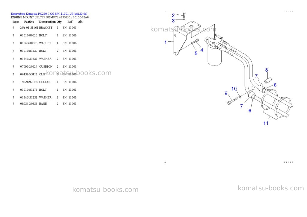 Komatsu pc230-7-cg s/n 11001-up Parts catalog cover Page 2 Komatsu pc230-7-cg s/n 11001-up Parts catalog cover Page 2