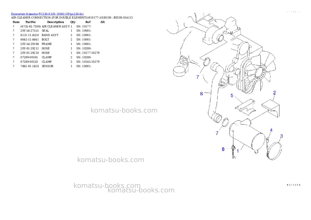Komatsu pc230-6 s/n 10001-up Parts catalog cover Page 9 Komatsu pc230-6 s/n 10001-up Parts catalog cover Page 9
