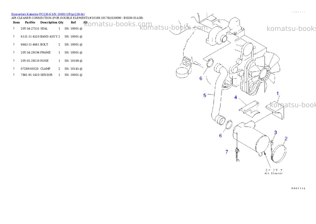 Komatsu PC230-6 S/N 10001-UP Parts catalog cover Page 8 Komatsu PC230-6 S/N 10001-UP Parts catalog cover Page 8
